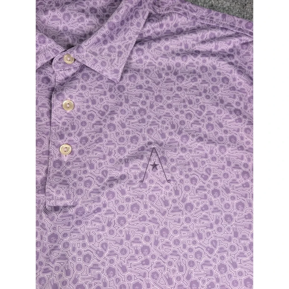 Peter Millar Summer Comfort Polo Shirt‎ Mens XL Purple Haze Jimi Hendrix w/Logo